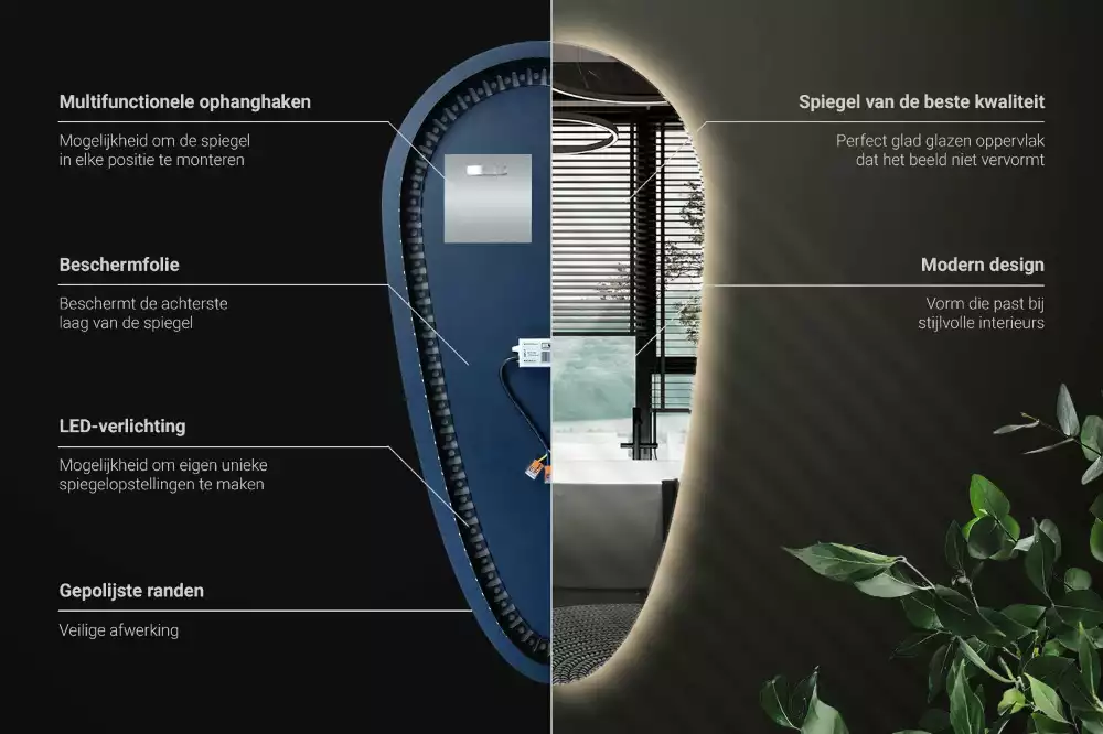 Miroir larme goutte illuminée