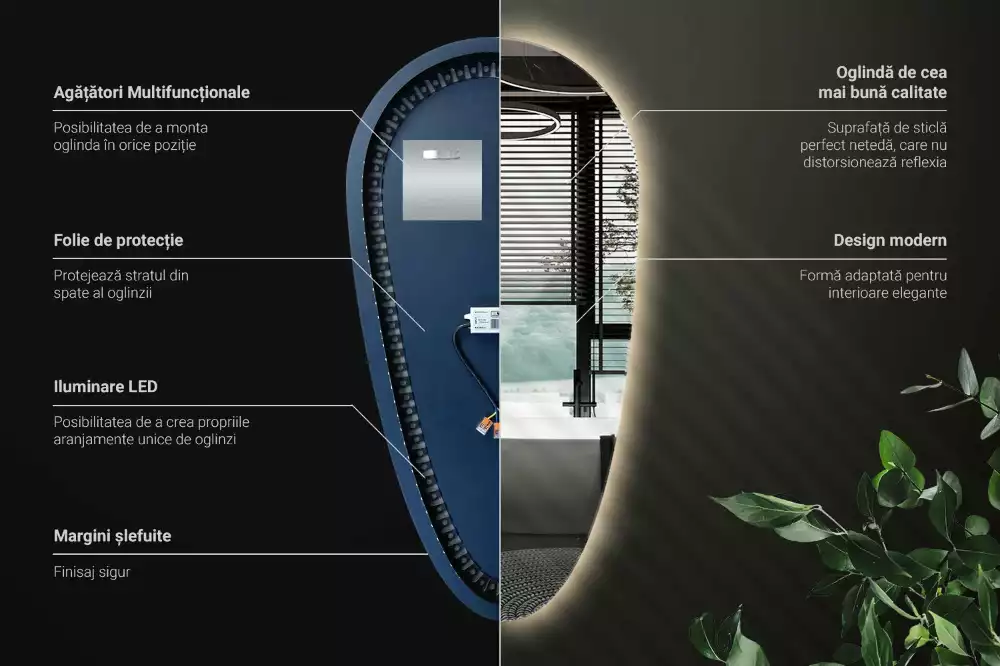Miroir larme goutte illuminée