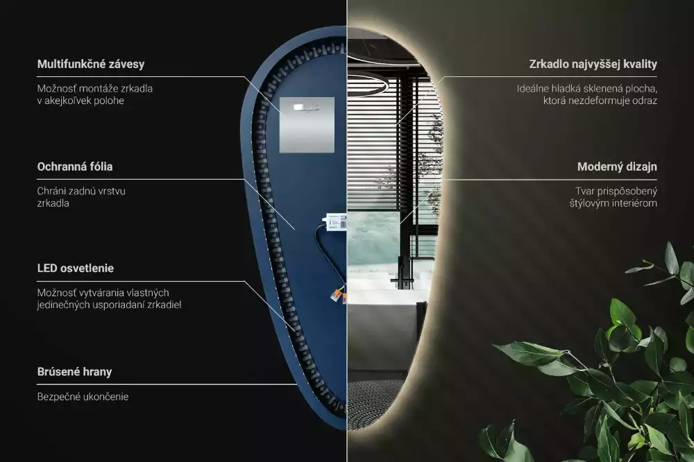 Miroir larme goutte illuminée