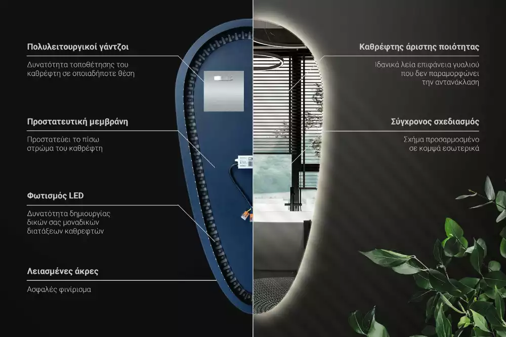 Miroir larme goutte illuminée