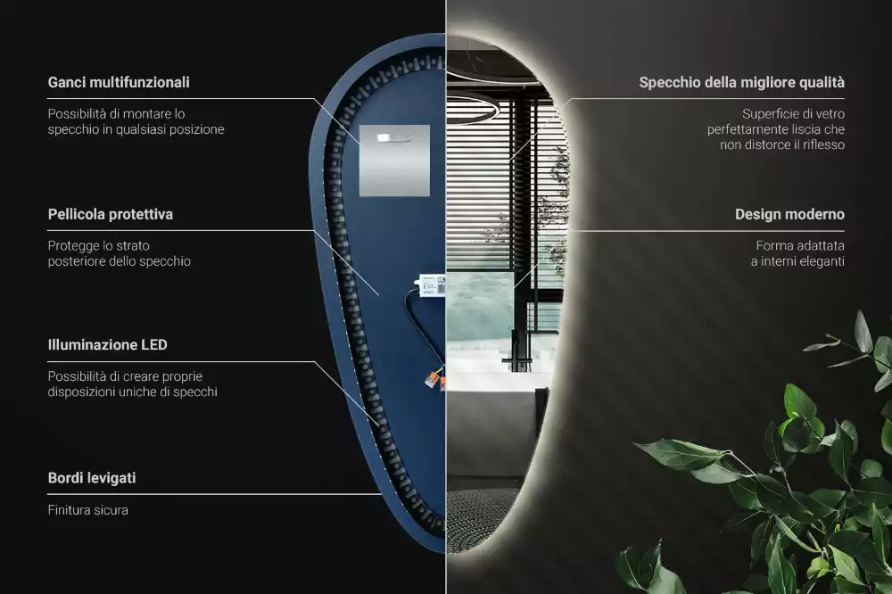 Miroir larme goutte illuminée