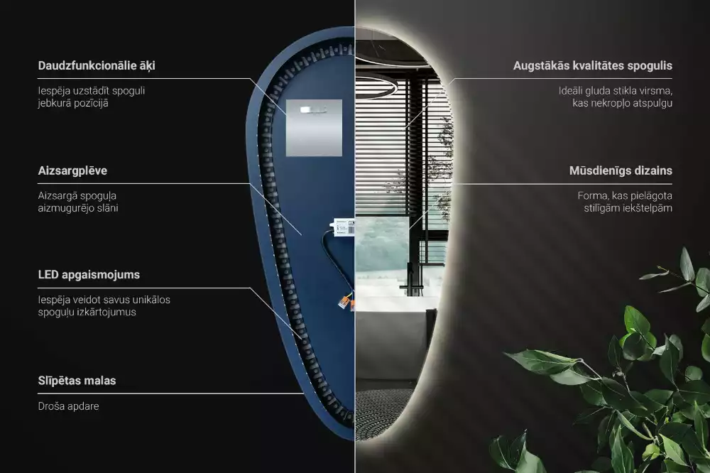 Miroir larme goutte illuminée