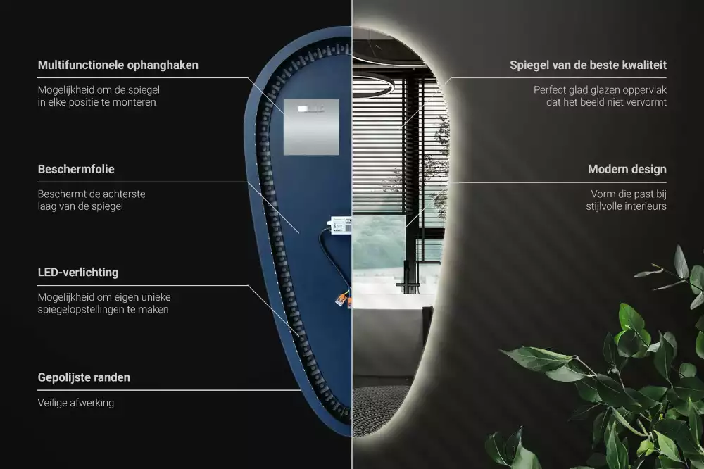 Miroir larme goutte illuminée