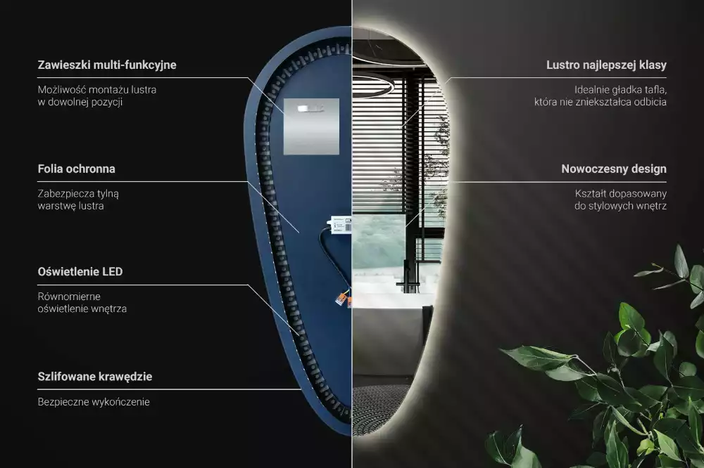 Miroir larme goutte illuminée