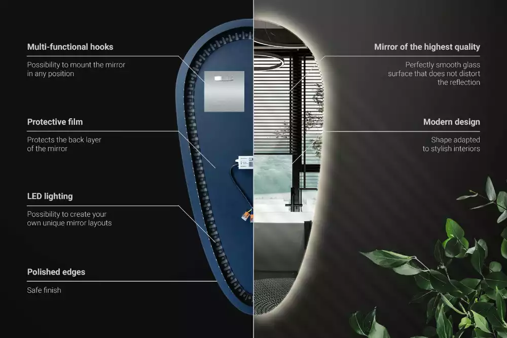 Miroir larme goutte illuminée