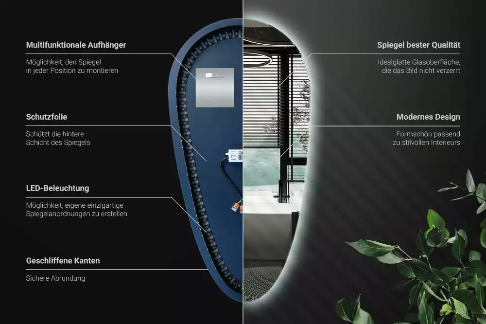 Miroir larme goutte illuminée