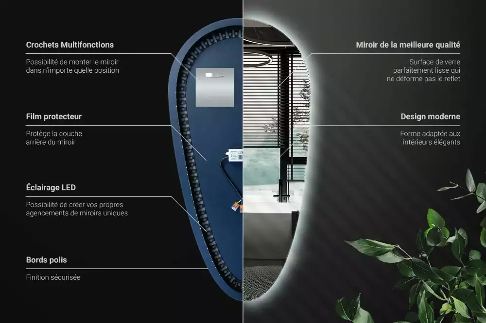 Miroir larme goutte illuminée