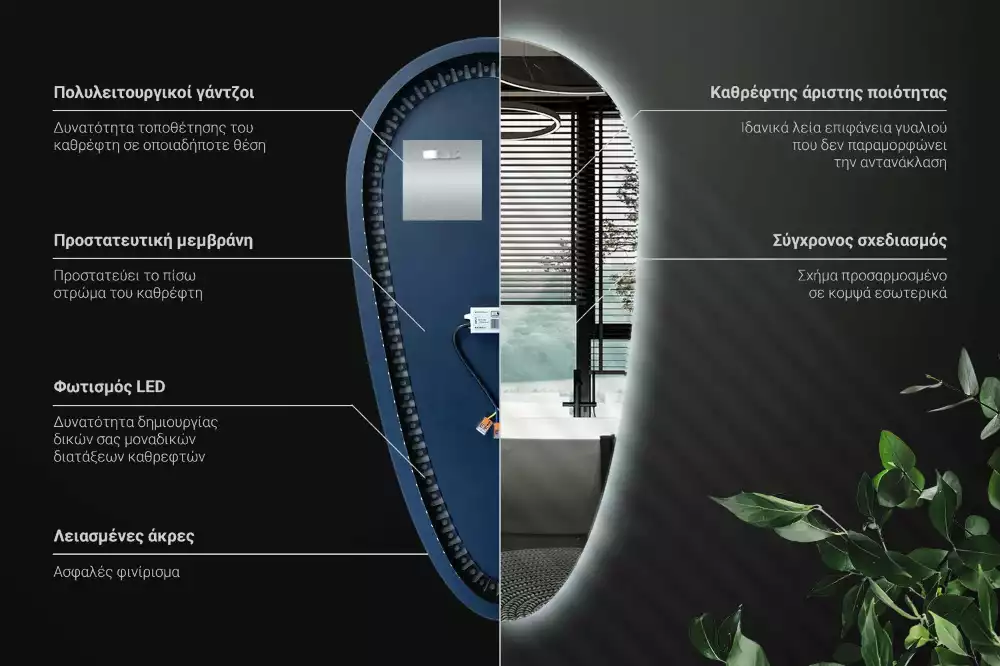Miroir larme goutte illuminée