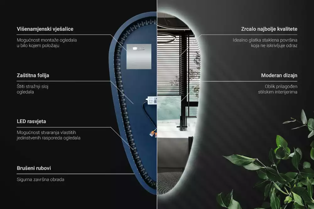 Miroir larme goutte illuminée