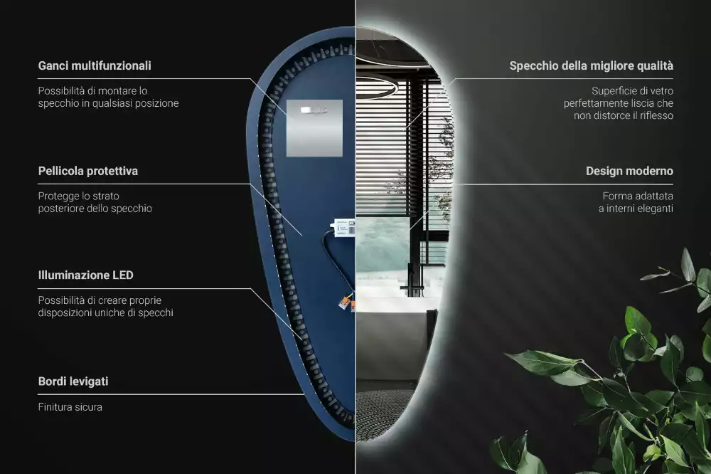 Miroir larme goutte illuminée