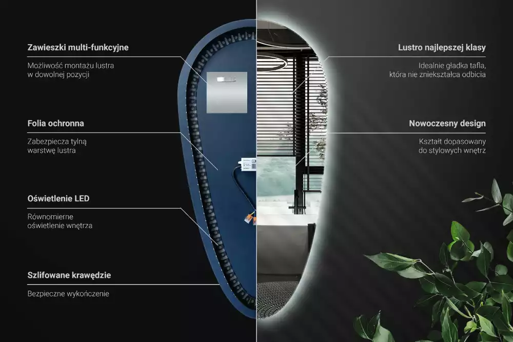 Miroir larme goutte illuminée
