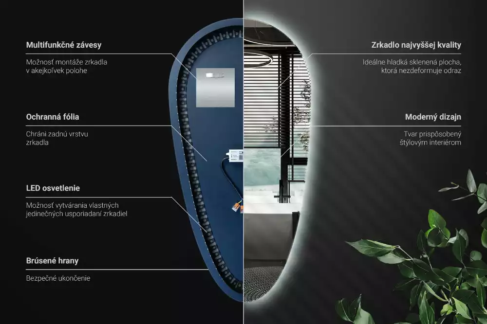 Miroir larme goutte illuminée