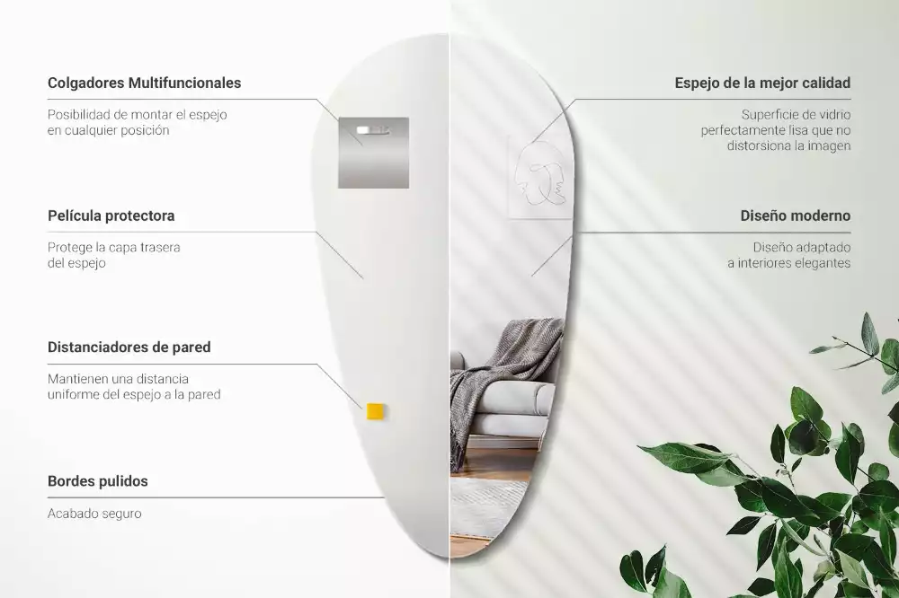 Miroir forme organique chute de mur