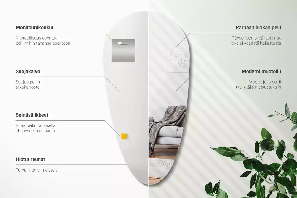 Miroir forme organique chute de mur