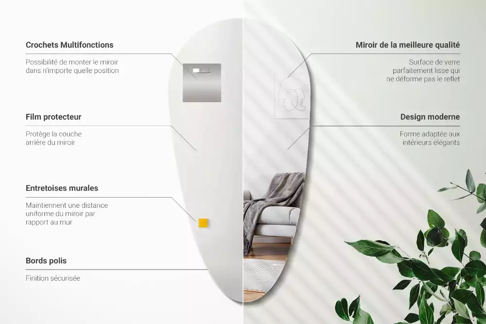 Miroir forme organique chute de mur