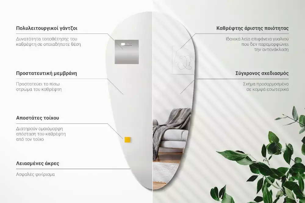 Miroir forme organique chute de mur