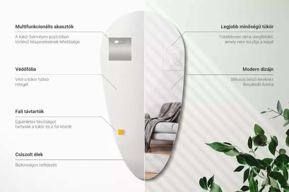 Miroir forme organique chute de mur