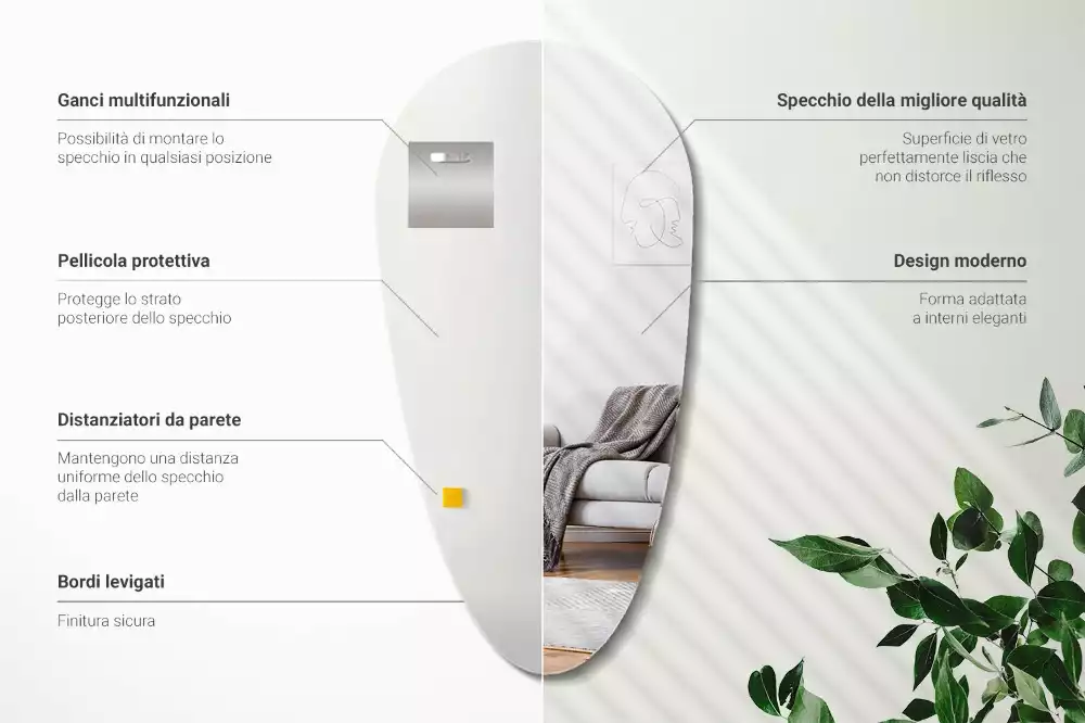 Miroir forme organique chute de mur