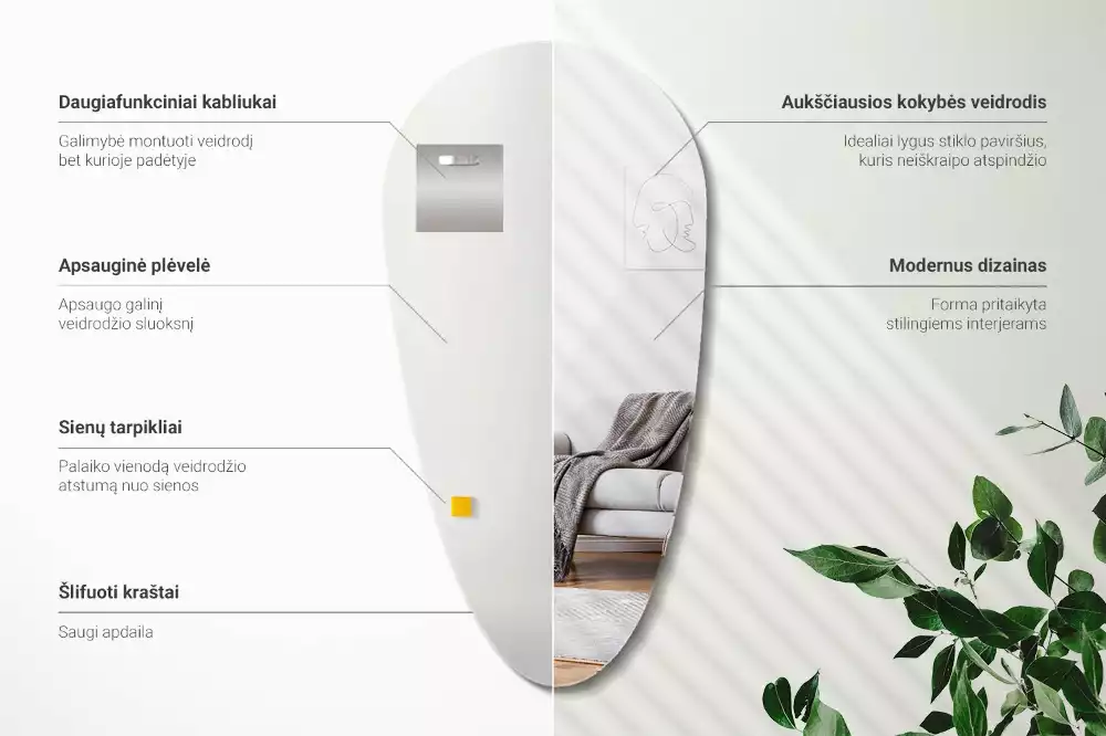 Miroir forme organique chute de mur