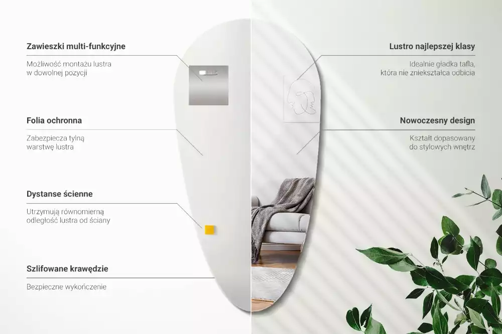 Miroir forme organique chute de mur