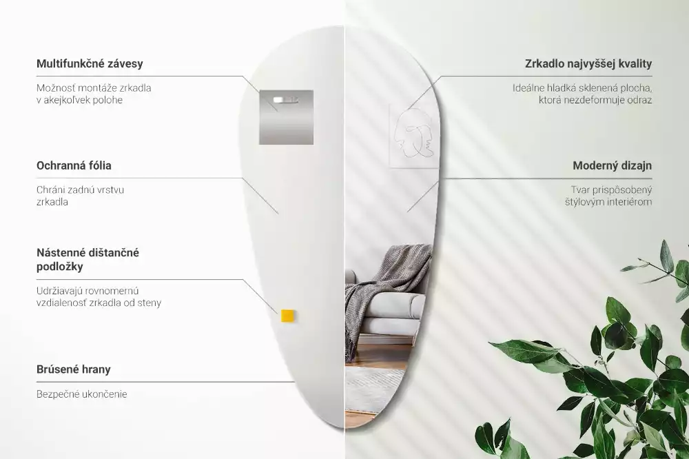 Miroir forme organique chute de mur