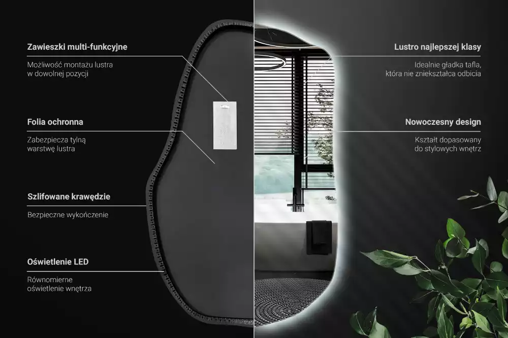 Miroir forme organique led décoratif