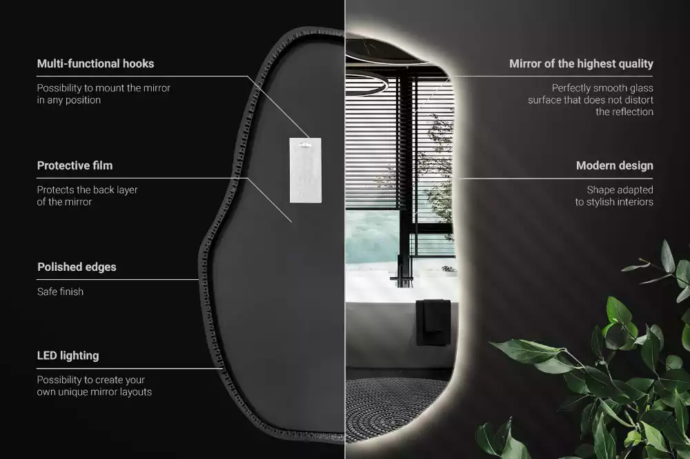 Miroir forme organique led décoratif