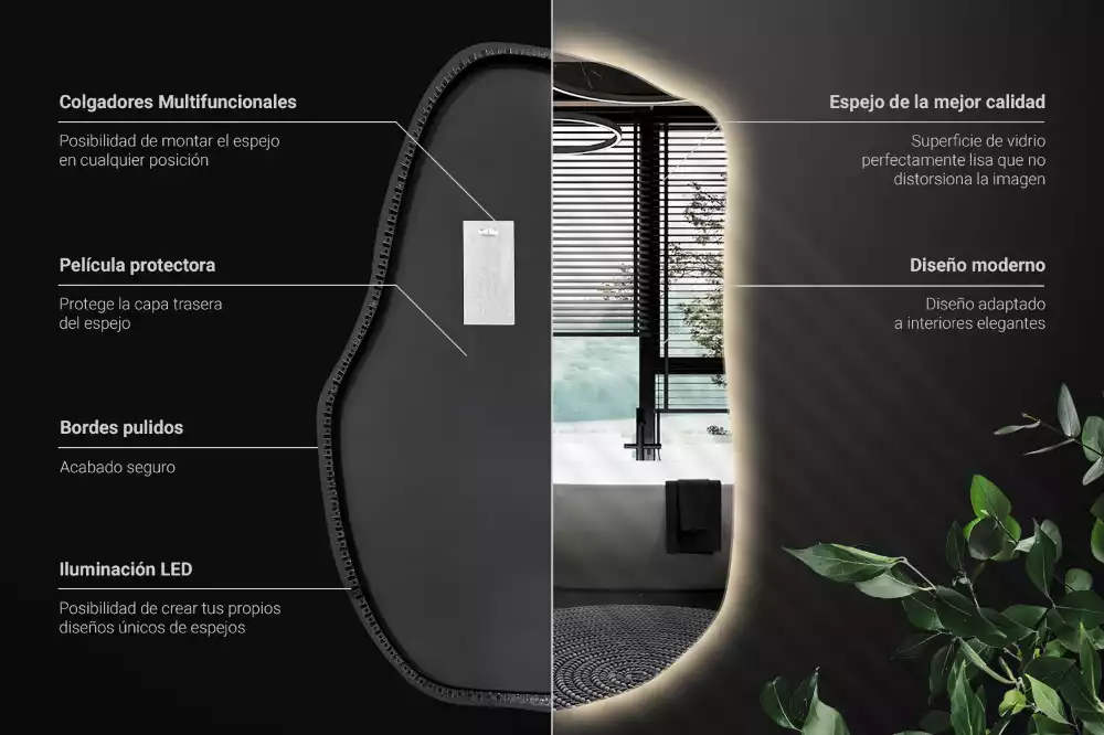 Miroir forme organique led décoratif