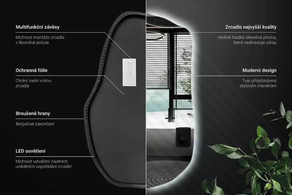 Miroir forme organique led décoratif