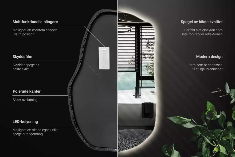 Miroir forme organique led décoratif