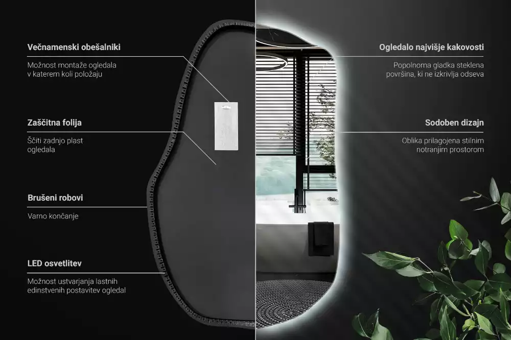 Miroir forme organique led décoratif