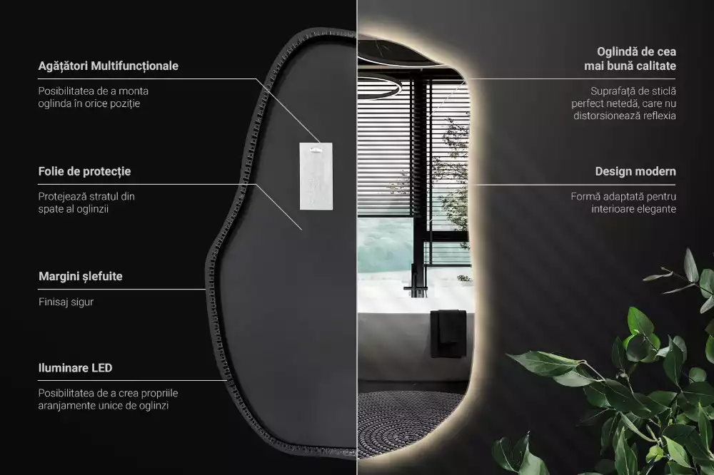 Miroir forme organique led décoratif