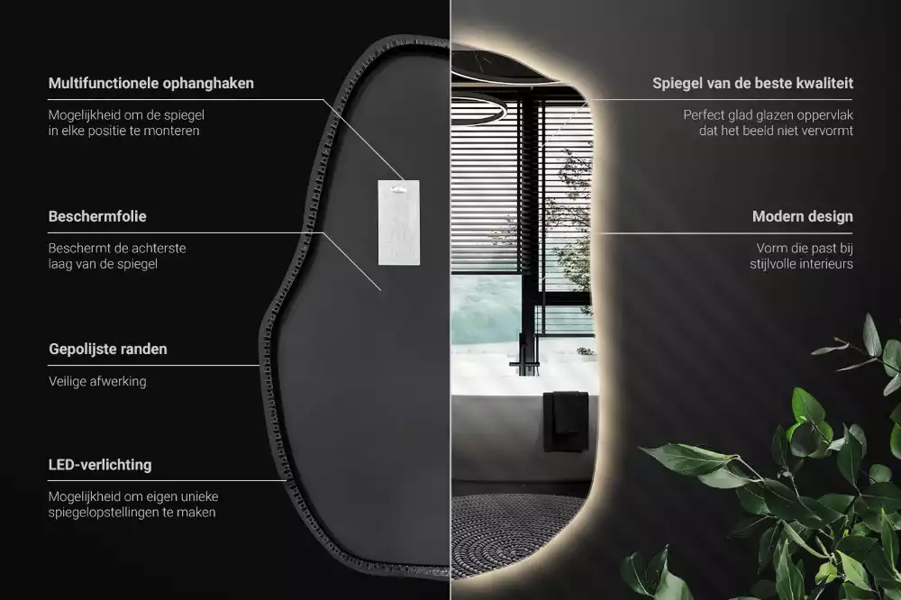 Miroir forme organique led décoratif