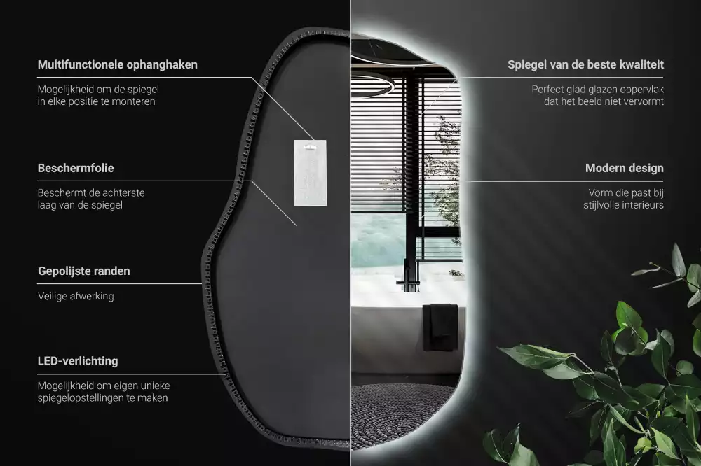 Miroir forme organique led décoratif