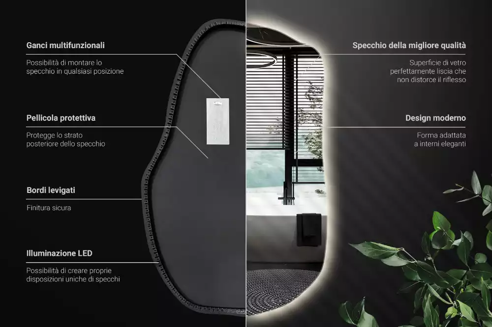 Miroir forme organique led décoratif