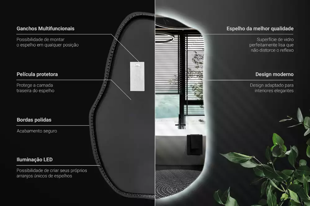 Miroir forme organique led décoratif