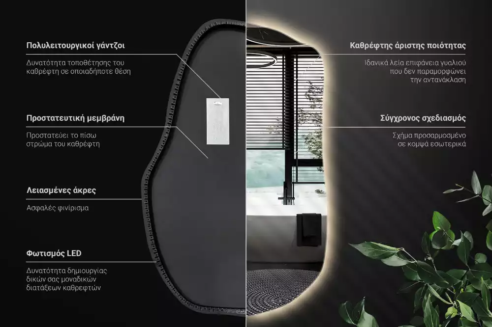 Miroir forme organique led décoratif