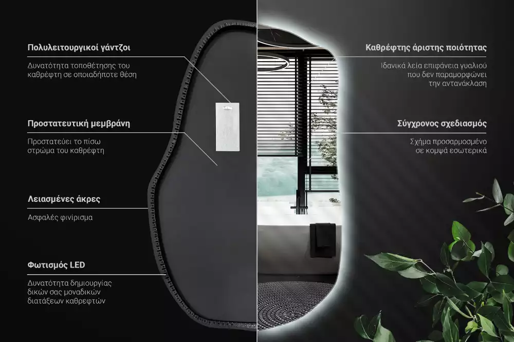 Miroir forme organique led décoratif