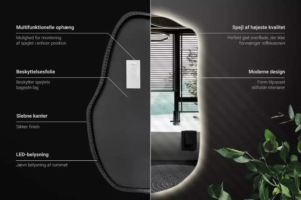 Miroir forme organique led décoratif
