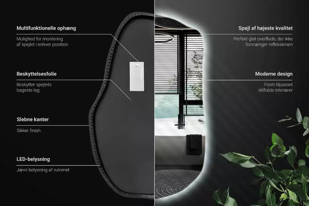 Miroir forme organique led décoratif