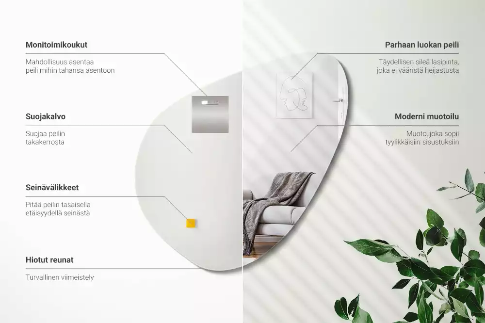 Miroir forme organique mur décoratif