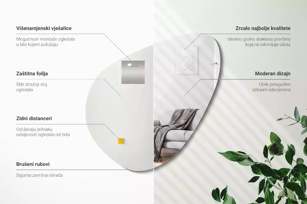 Miroir forme organique mur décoratif