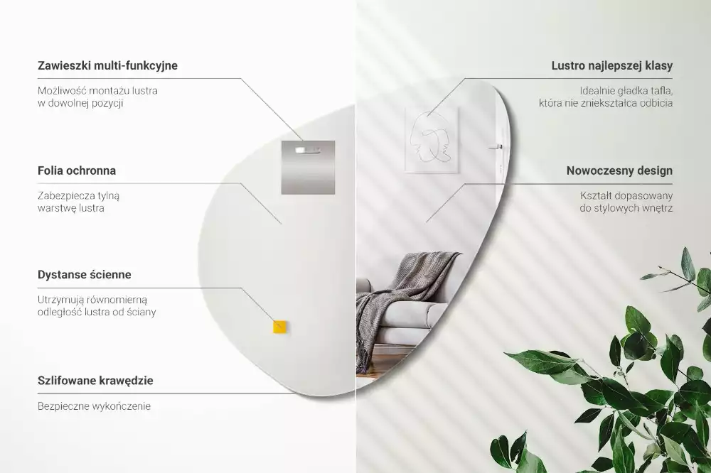 Miroir forme organique mur décoratif