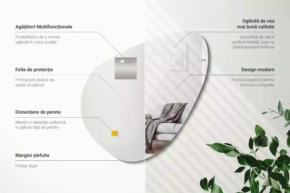 Miroir forme organique mur décoratif