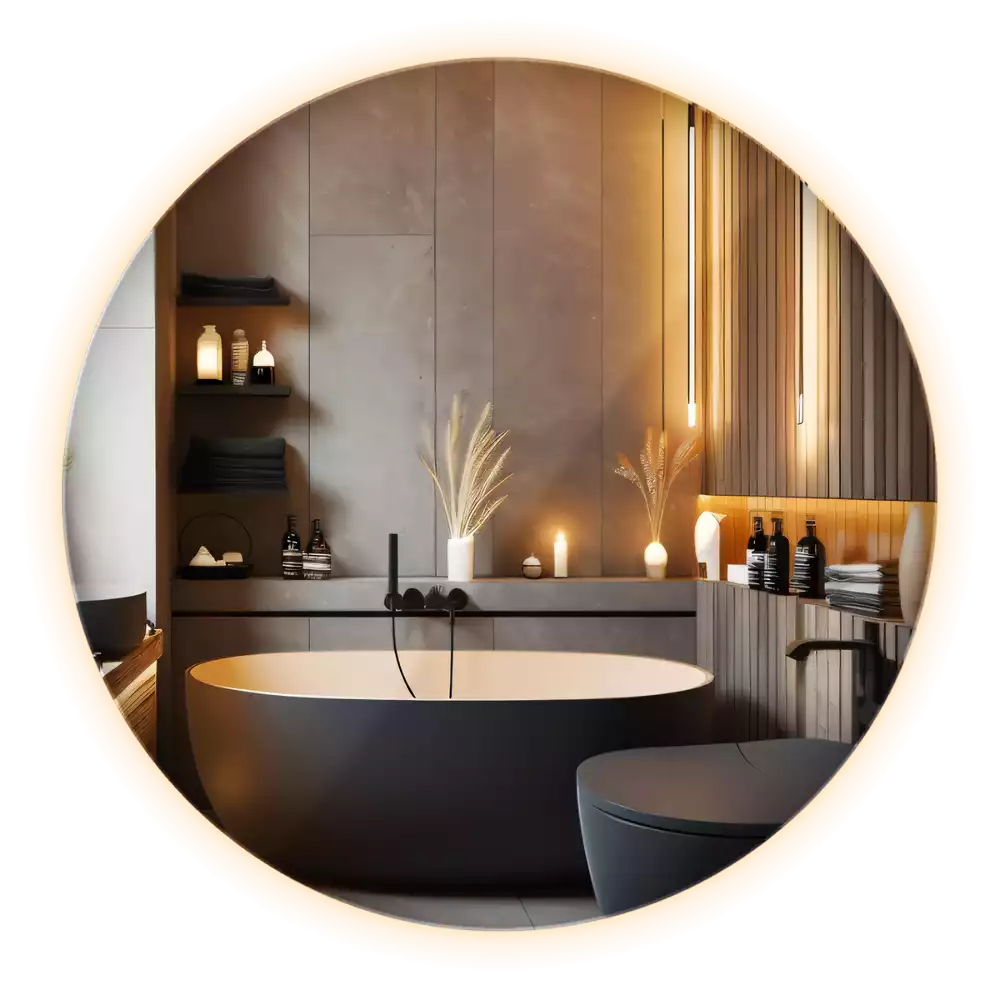 Miroir ovale moderne avec rétroéclairage LED
