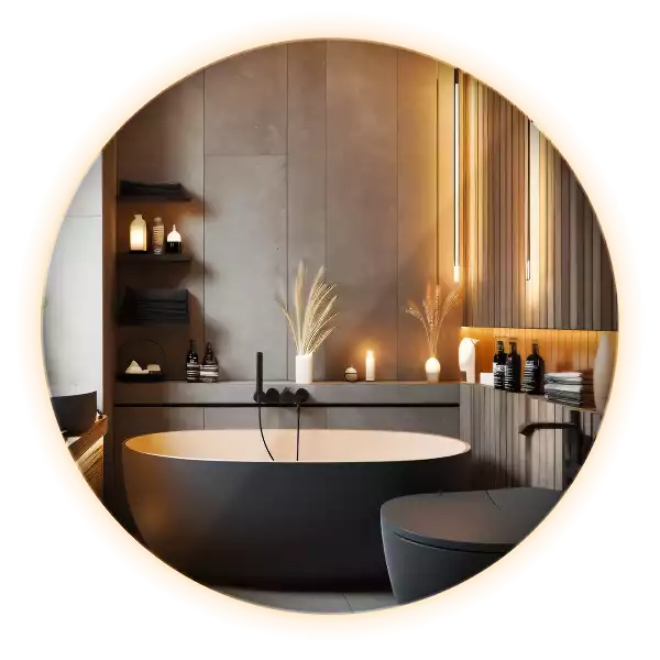 Miroir ovale moderne avec rétroéclairage LED