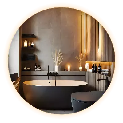 Miroir ovale moderne avec rétroéclairage LED