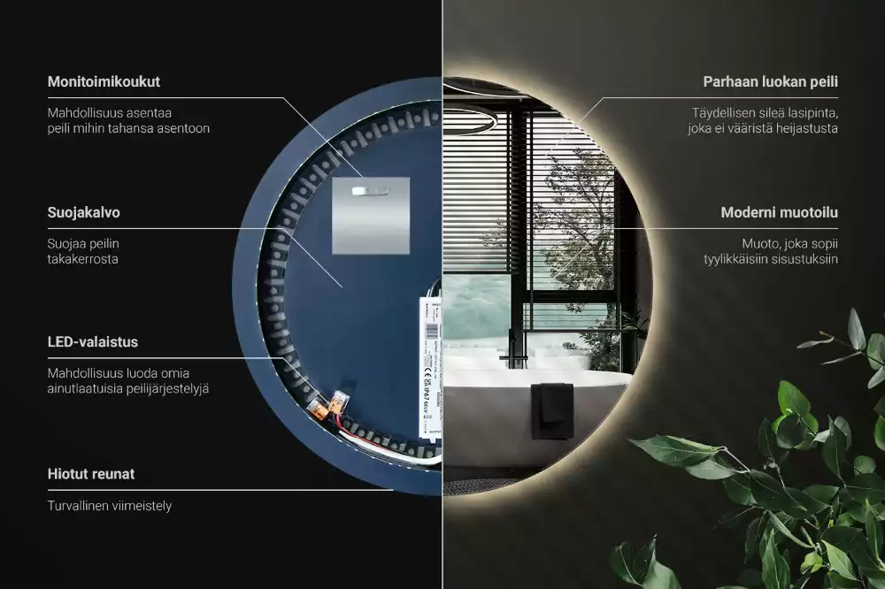 Miroir ovale moderne avec rétroéclairage LED