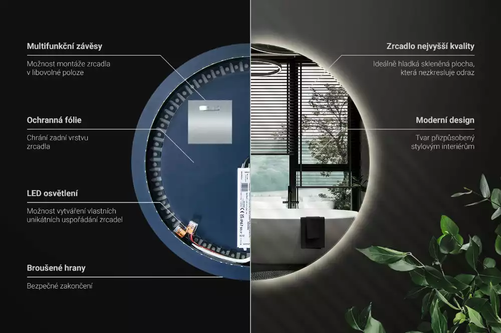 Miroir ovale moderne avec rétroéclairage LED
