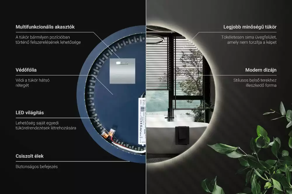 Miroir ovale moderne avec rétroéclairage LED